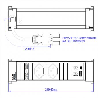 POWER FRAME S 2xCH, 1xUSB A&C 22W 0,2m GST18 Schweiz 