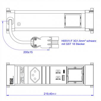 POWER FRAME S 1xCH 1xCM, 1xUSB A&C 22W 0,2m GST18 Schweiz 