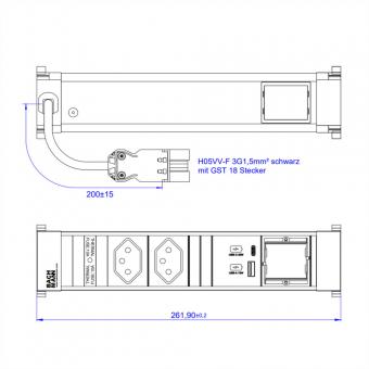 POWER FRAME M 2xCH, 1xUSB A&C 22W 1xCM 0,2m GST18 Schweiz 