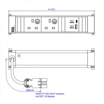 POWER FRAME M 2xUK, 1xUSB A&C22WCharger GST18 Großbritannien 