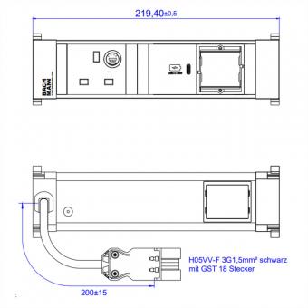 POWER FRAME S 1xUK 1xUSB C 30W, 1xCM 0,2m GST18 Großbritannien 
