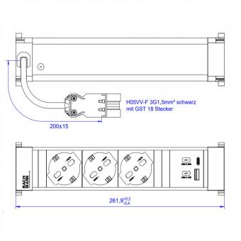POWER FRAME M 3xP40, 1xUSB A&C 22W 0,2m GST18 Italien 