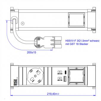 POWER FRAME S 1xP40 USB A&C 22W, 1xCM 0,2m GST18 Italien 