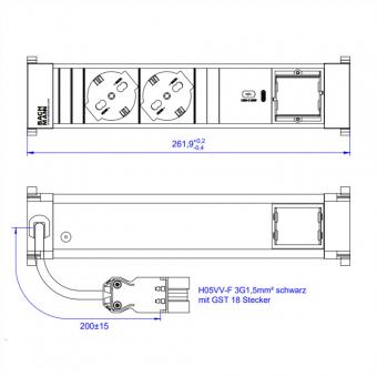 POWER FRAME M 2xP40 1xUSB C 30W, 1xCM 0,2m GST18 Italien 