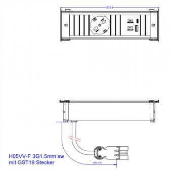 KAPSA S 1xP40 1xUSB A&C 22W, 0,2m GST18 Italien 