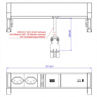 DESK2 ALU BLACK 2xCH T13, 1xUSB C 60W 0,2m GST18 Schweiz 