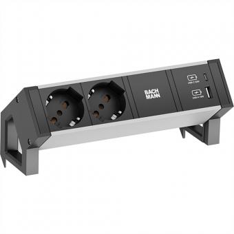 DESK2 ALU BLACK 2xP40, 1xUSB A&C 22W 0,2m GST18 Italien 