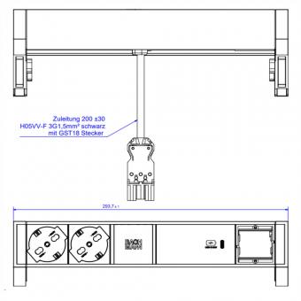 DESK2 ALU BLACK 2xP40 1xCM, 1xUSBC 60W 0,2m GST18 Italien 
