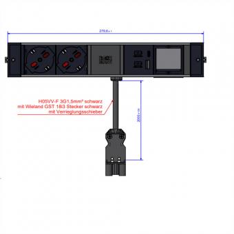 DESK RAIL 2xP40 1xUSB A&C 22W, 1xCM 2,0m GST18 Italien 