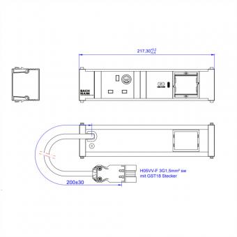 CONI 1xUK 90° 1xUSB C 30W, 1xCM 0,2m GST18 Grande-Bretagne 