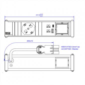 CONI 1xP40 1x USB A&C 22W 1xCM, 0,2m GST18 Italie 