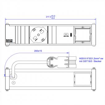 CONI 1xP40 1xUSB C 30W 1xCM, 0,2m GST18 Italie 