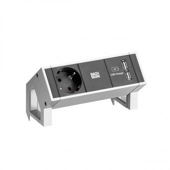 DESK2 1x Schutzkontakt 1xUSB Charger Inox 