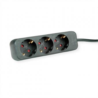 Bloc de prises triplement sans interrupteur, noir 