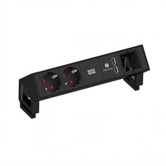 DESK2, 2x Schuko, 1x USB Charger, 1x ABD, GST18, noir 