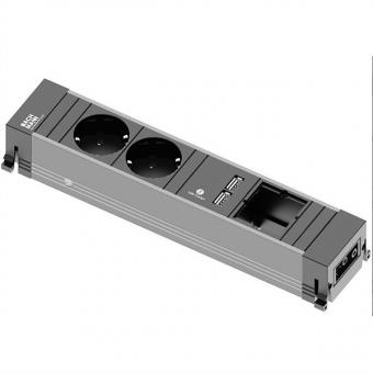 CONFERENCE TOP FRAME Encart moyen, 2x Schuko, 2x USB Charger 1x ABD 