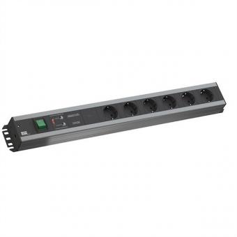 Connecteur artisanal multivoie, 6x Schuko, protection complète du dispositif, interrupteur, 2,0m 