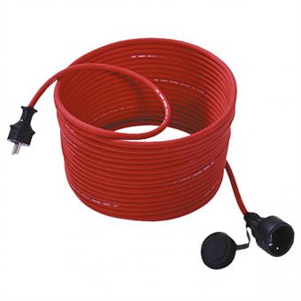 Rallonge de tondeuse à gazon Schuko 16A/250 VAC, caoutchouc / néoprène, rouge, 15m 
