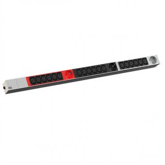 IT PDU ALU, 1HE, 18x C13, 3x Schuko, 3x CEE 16A, rot 