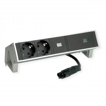 DESK2 2xSchutzkontakt USB C, USB Charger 60W 0,2m GST18 INOX 