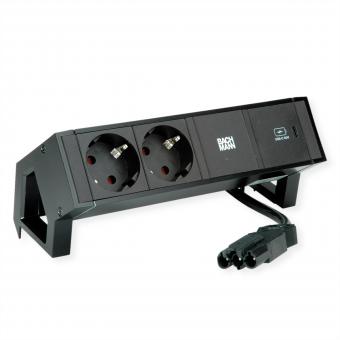 DESK2 2xSchutzkontakt USB C, USB Charger 30W 0,2m GST18 Schwarz 