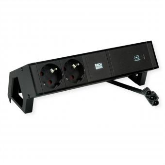 DESK2 2xSchutzkontakt USB C, USB Charger 60W 0,2m GST18 Schwarz 