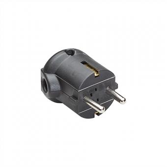 Schutzkontaktstecker, schwarz bruchfest, montierbar, IP 20, Winkel 