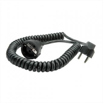 Câble prolongateur spirale 2P+T allemand, 230V/16A, noir, 4m 