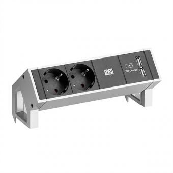 DESK2 2x Schutzkontakt 1x USB-Charger, weiß 