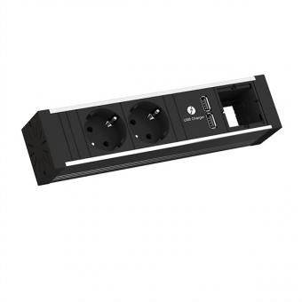 VENID 2x Schuko, 1x ABD 1x USB-Charger, noir 