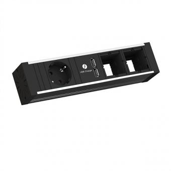 VENID 2x Schutzkontakt, 2x ABD 1x USB-Charger, schwarz 