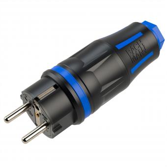 Profi-Schutzkontaktstecker CEE7/7, gummiert, IP54, schwarz/blau 