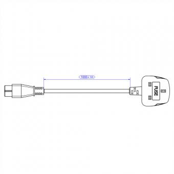 H05VV-F 3G0,75mm² noir L : 1,0m, UK/IEC C5 