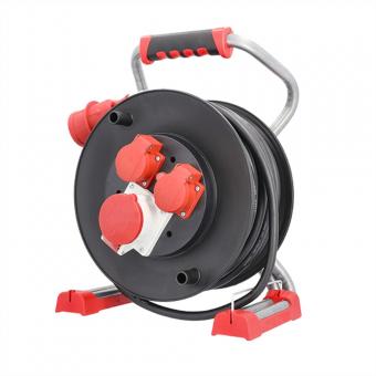 Profi-CEE-Kabeltrommel, 2x CEE7/3, 1x CEE 400V/16A, H07RN-F 5G1,5mm² 25m 