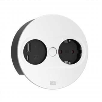 TWIST2 1xCEE7/3 1xUSB A/C 22W Rund weiss, 0,2m Mit ISV-Stecker 