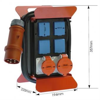 Stromverteiler 400V CEE 2m, 1x16A 5p400V 1x32A 5p400V 4Schutzk. 