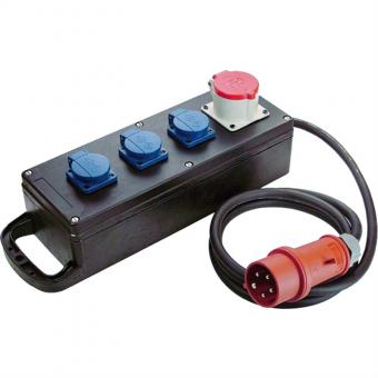 Vollgummi-Verteiler 16A 5P IP44, 1x16A 5p400V 3Schutzkontakt 