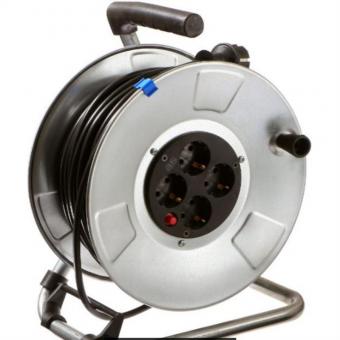 Stahlblechkabeltrommel 4-f. 25m, H05RR-F 3G1,5mm, IP20 