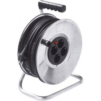 Stahlblechkabeltrommel 4-f. 50m, H05RR-F 3G1,5mm, IP20 