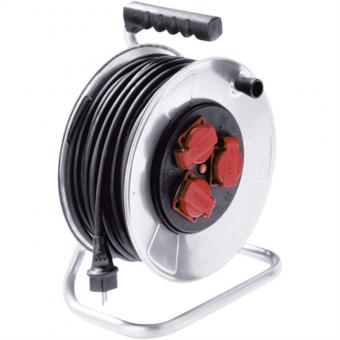Tambour de câble en tôle d'acier 3-f. 50m, H05RR-F 3G1,5mm, IP44 