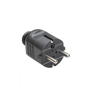 Schutzkontaktstecker, schwarz bruchfest montierbar 