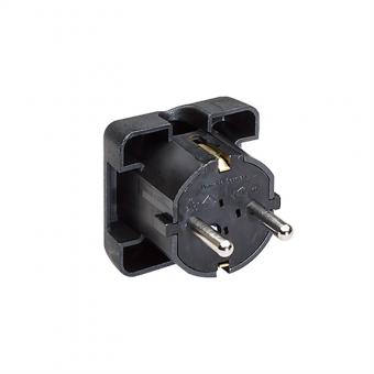 Schutzkontaktstecker, schwarz flach 