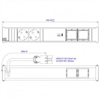 CONI 2xCEE7/3 1xUSB C 60W, Schutzkontakt GST18 Stecker 