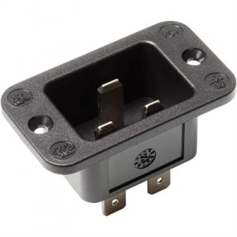Kaltgeräteeinbaustecker IEC320 C20, schwarz, Thermoplast,Schraubanschlu 