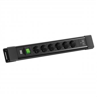 CONNECTUS 6xCEE7/3, 1 interrupteur, 1 port USB-C/C 65W, L = 2,0m, CEE7/7, noir 