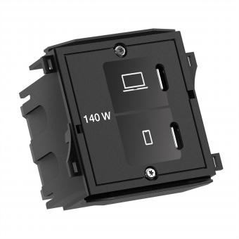 Module personnalisé 1xUSB C/C/C 140W, pack Royaume-Uni RAL9005 