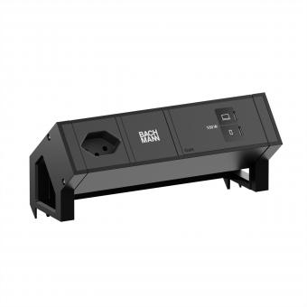 DESK2 1xCH 90° 1xUSB C/C 100W, L=0,2m RAL9005 