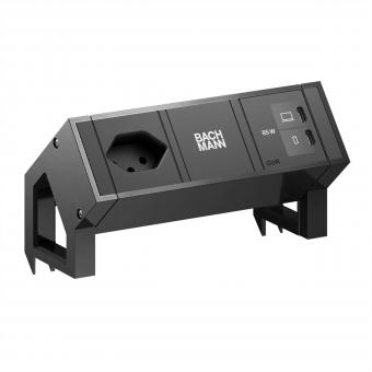 DESK2 1xCH 90° 1xUSB C/C 65W, L=0,2m RAL9005 