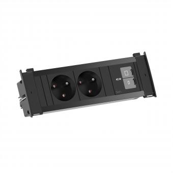KAPSA S 2xUTE 1xUSB C/C 45W, 2m AEH RAL9005 schwarz 