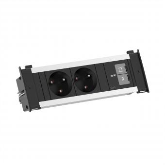 KAPSA S 2xUTE 1xUSB C/C 45W, 2m AEH RAL9005 ALU 